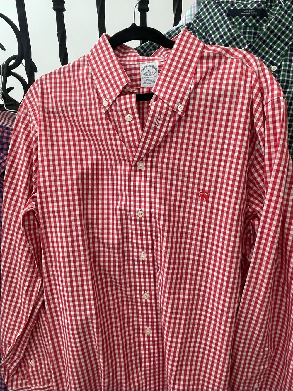 Brooks Brothers Red and White Gingham Button-Down Shirt